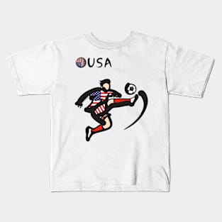 Dynamic USA Soccer Player Pose V1-3 Kids T-Shirt